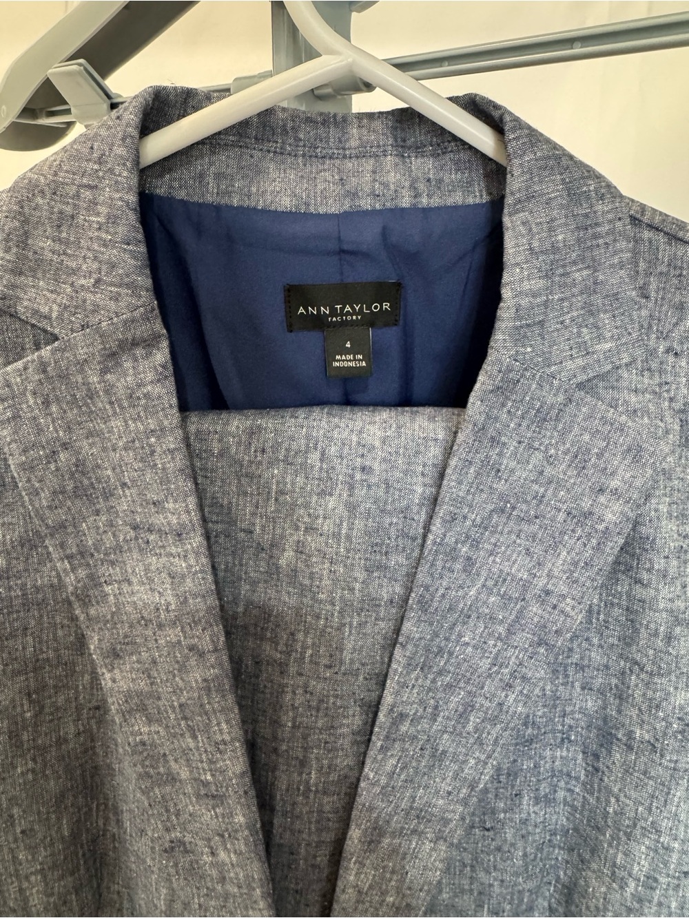 Ann Taylor Chambray Linen-Blend Blazer & Wrap Skirt Set - Picture 2 of 5